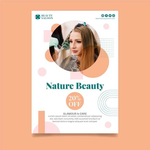 Free Vector beauty saloon flyer vertical template