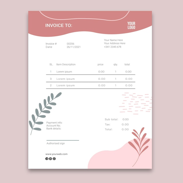 Beauty saloon invoice concept