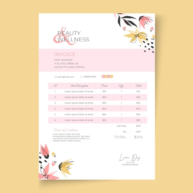 Beauty saloon invoice template