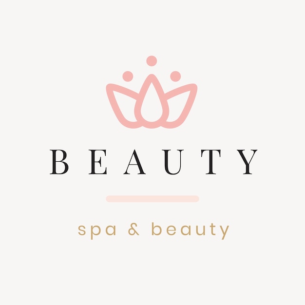 Beauty spa logo template, lotus flower illustration for health & wellness business vector