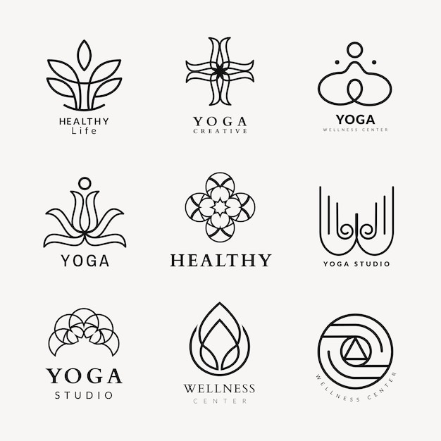 Beauty spa logo template, professional design for health & wellness business vector set