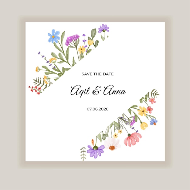 Free Vector beauty wedding invitation with wildflower