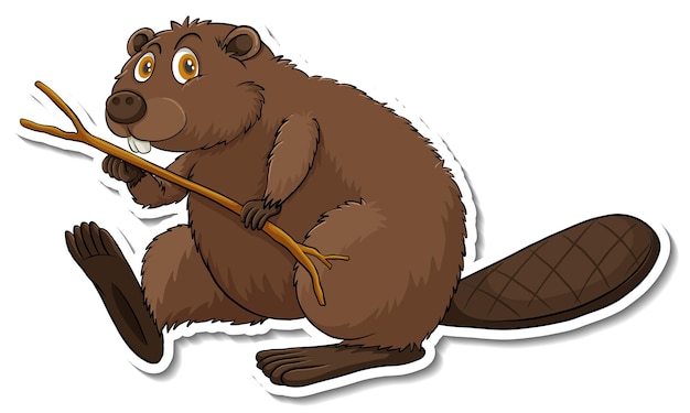 Beaver animal cartoon sticker