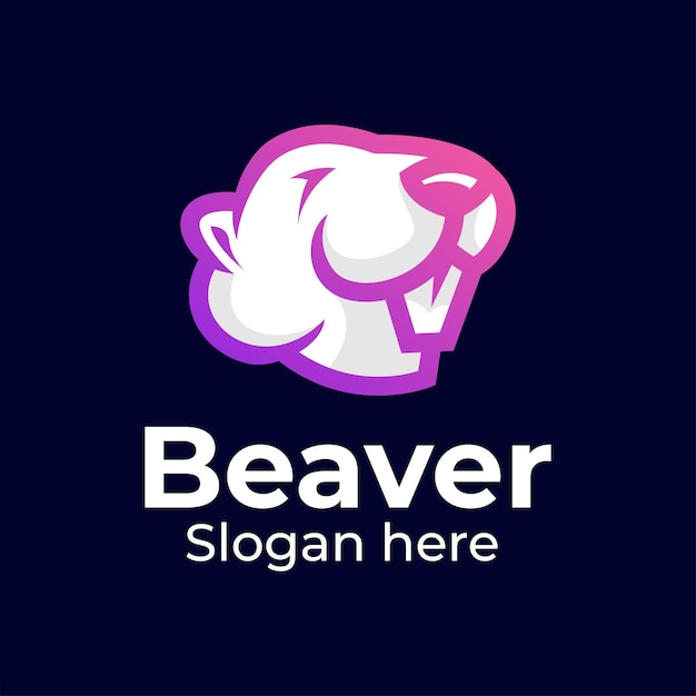 Free Vector beaver head lineart colorful logo