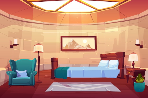 Free vector bedroom in castle or palace.