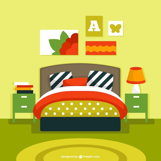 Free Vector bedroom interior vector