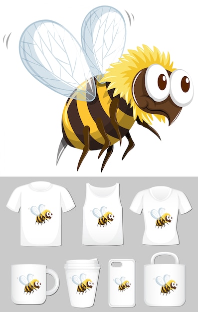 Free Vector bee on different product templates