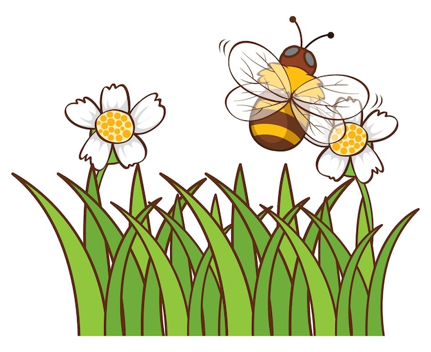 Free Vector bee flying in garden