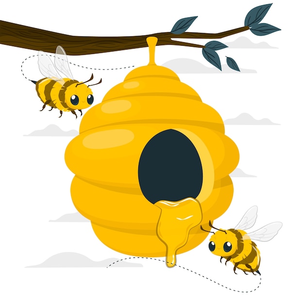 Bee hive concept illustration