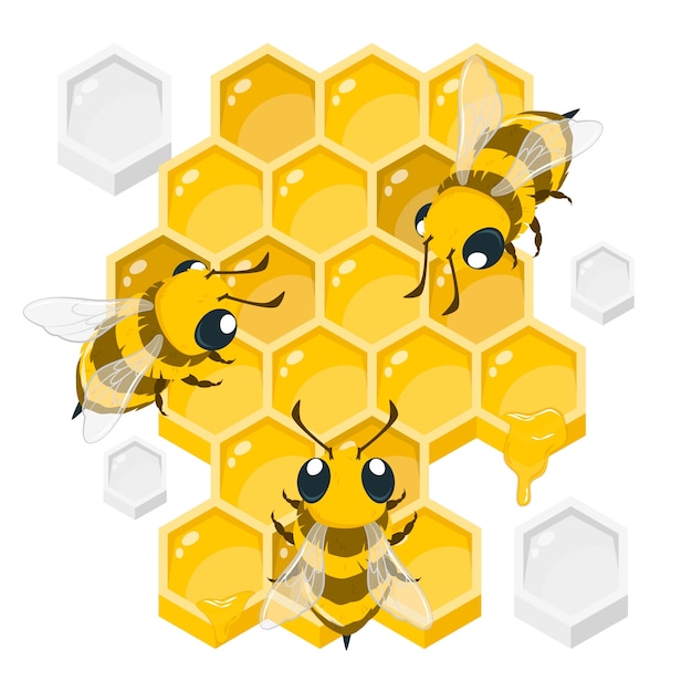 Free Vector bee honeycomb concept illustration