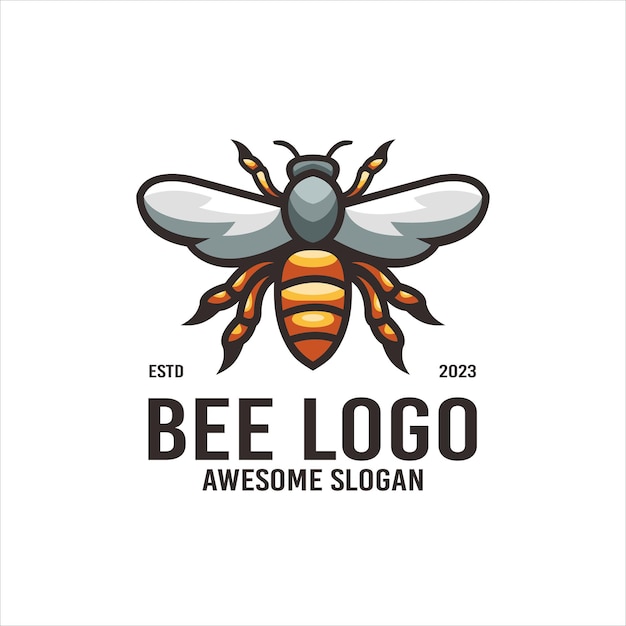 Free vector bee illustration logo design vector