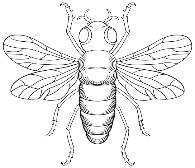 Free Vector bee insect outline for colouring