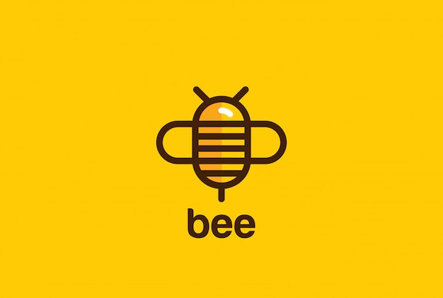 Free Vector bee logo linear style  icon.