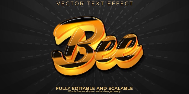 Free vector bee text effect editable honey and beehive text style