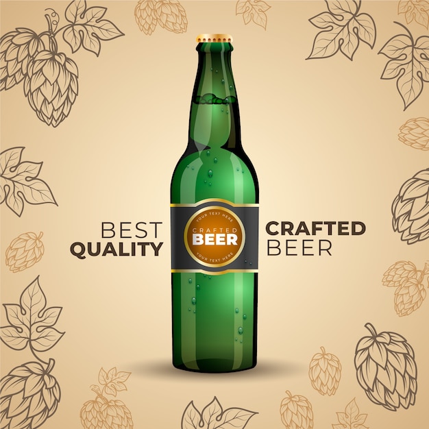 Free vector beer ad with vintage illustration