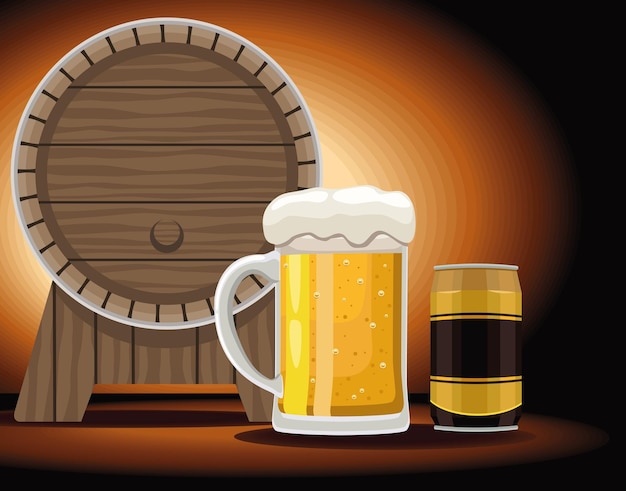 Free Vector beer barrel and jar poster