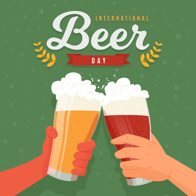 Beer day event with hands holding glasses