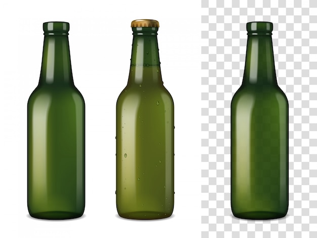 Free Vector beer glass bottles realistic set