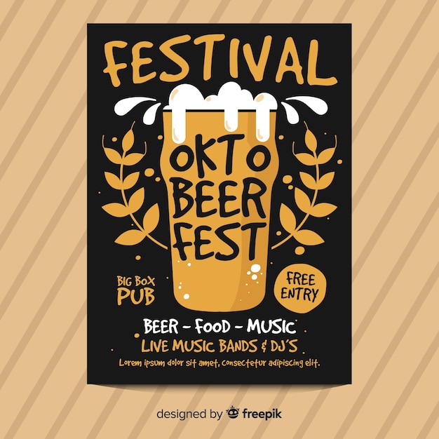 Beer glass oktoberfest poster template