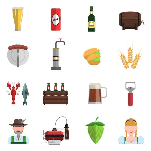 Beer Icons Flat Set