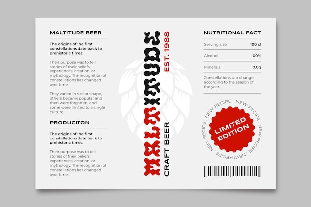 Free Vector beer label template design