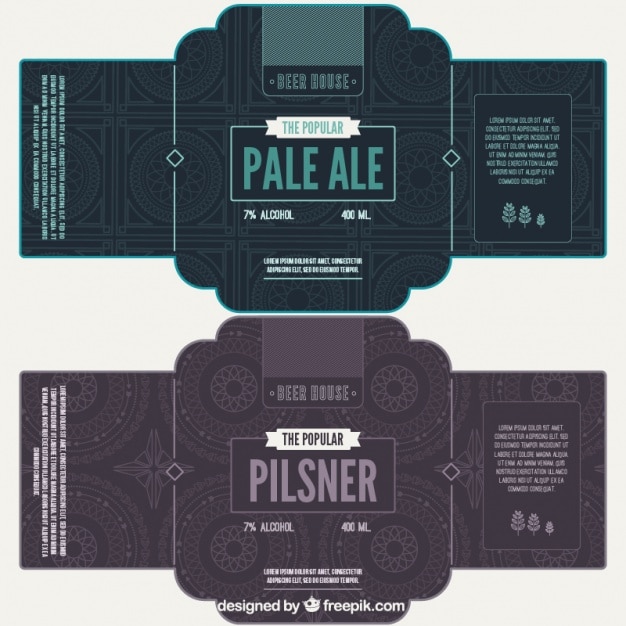 Beer labels with geometric background