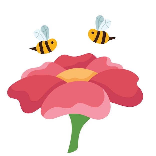 Free Vector bees flying in flower