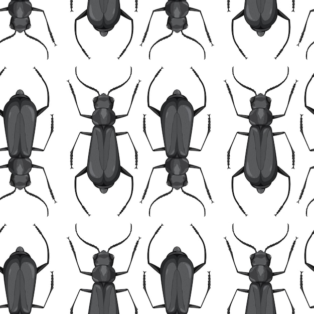 Free Vector beetle insect seamless background