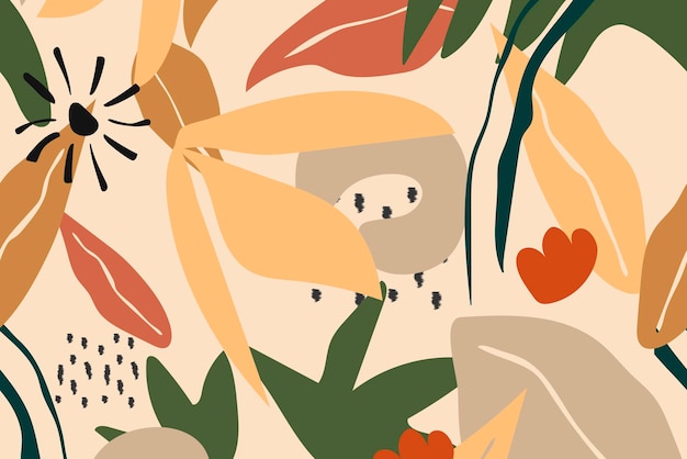 Free Vector beige aesthetic background, tropical jungle seamless pattern vector