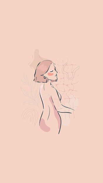 Free Vector beige feminine line art 