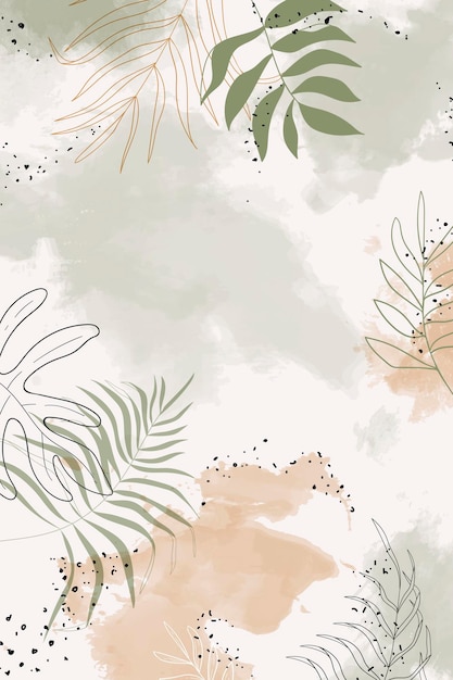 Beige leafy watercolor background