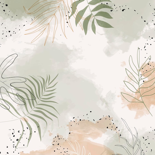 Beige leafy watercolor background