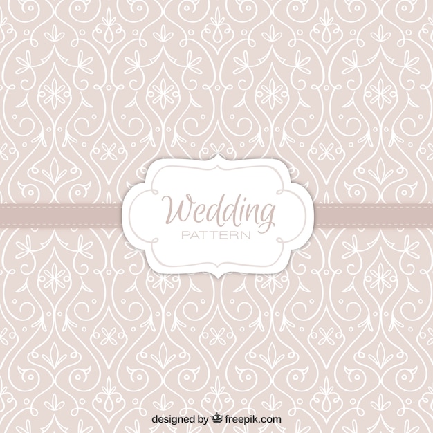 Beige pattern with hand drawn floral decoration for wedding