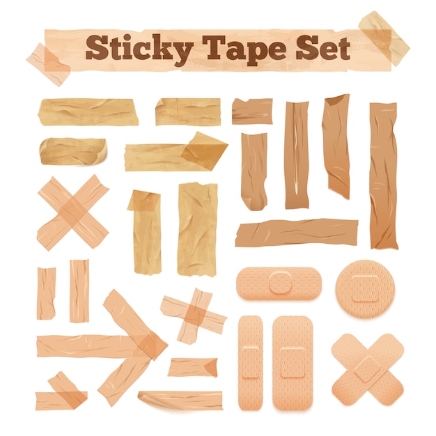 Free Vector beige sticky tape set