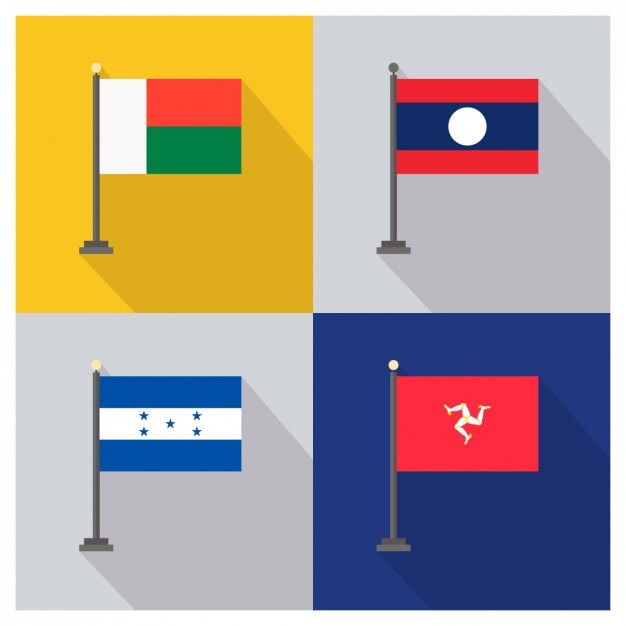 Free Vector belarus laos honduras and  isle of man flags