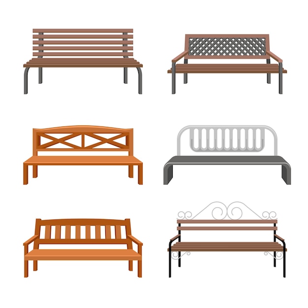 Free vector benches illustration. outdoor  flat icons.