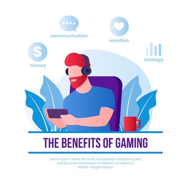 Free Vector benefits of playing videogames