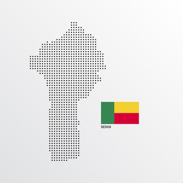 Benin Map design with flag and light background vector 