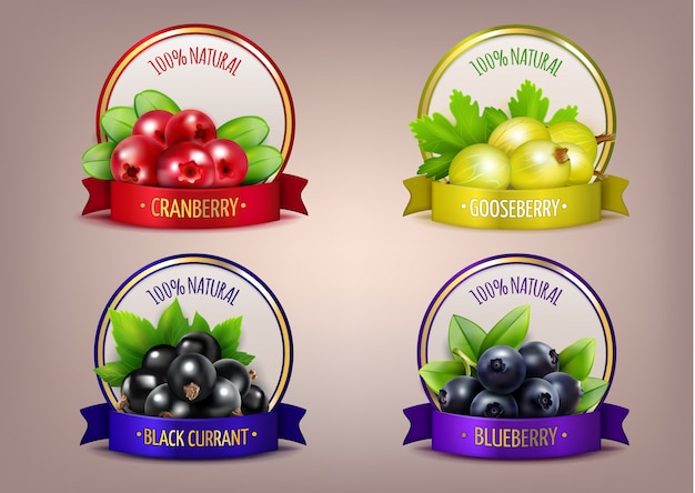 Free vector berry labels realistic eco collection