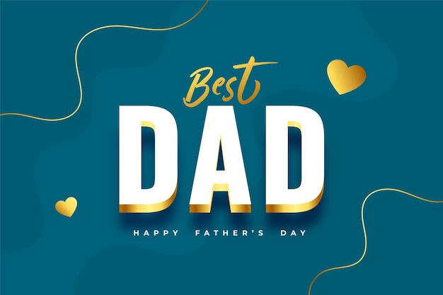 Best dad father's day golden greeting design