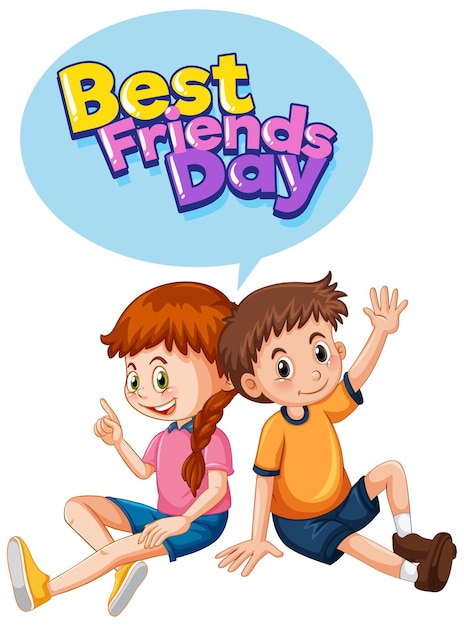 Free vector best friends day with two friends children