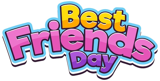 Free Vector best friends day word logo on white background