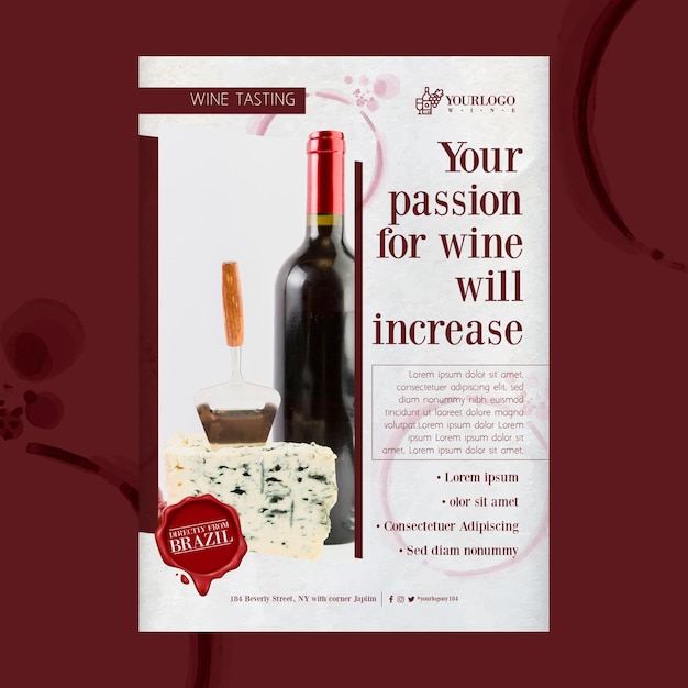 Free Vector best wine tasting event flyer print template