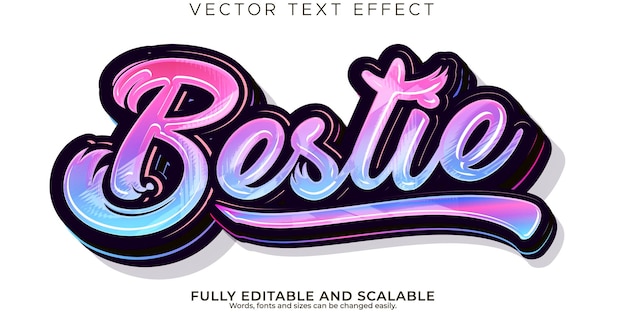 Bestie stylish text effect editable modern lettering typography font style