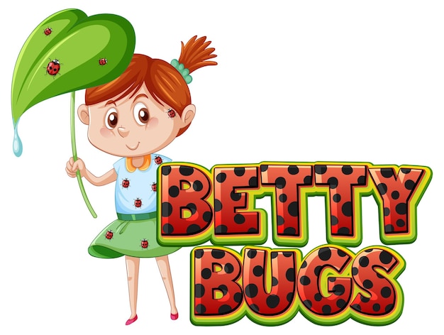 Free Vector betty bugs logo text design with ladybugs perched on girl's body