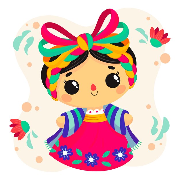 Beuatiful mexican doll illustration