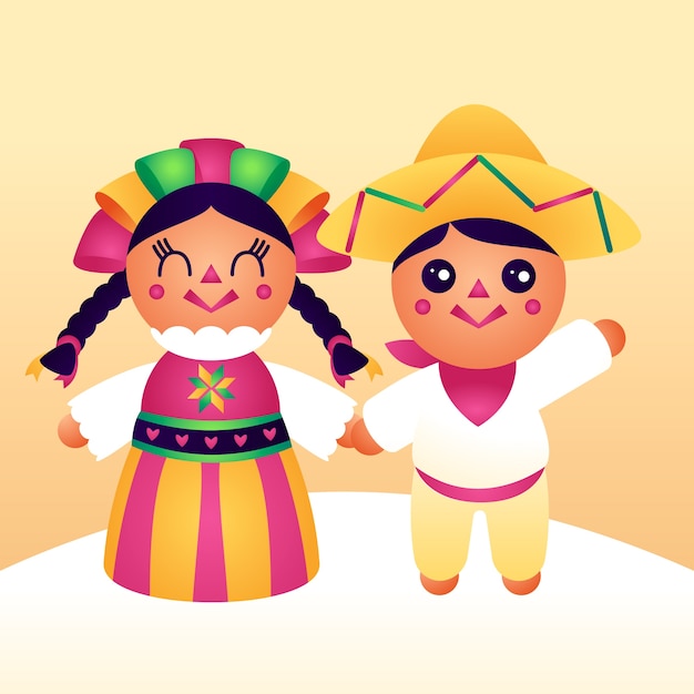 Beuatiful mexican doll illustration