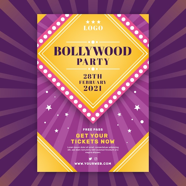 Free Vector bicolored bollywood party poster template