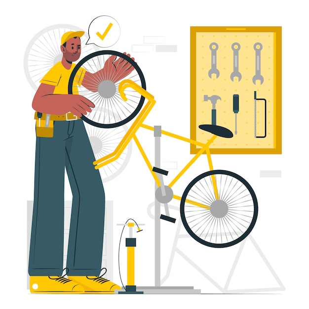 Free Vector bicycle workshop concept illustration