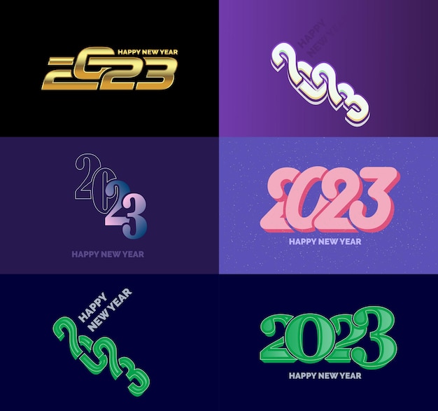 Free vector big collection of 2023 happy new year symbols cover of business diary for 2023 with wishes vector new year illustration